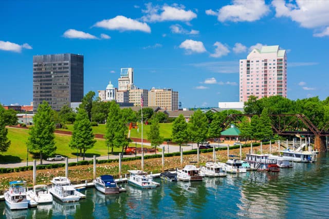 Augusta downtown Skyline on the Savannah River