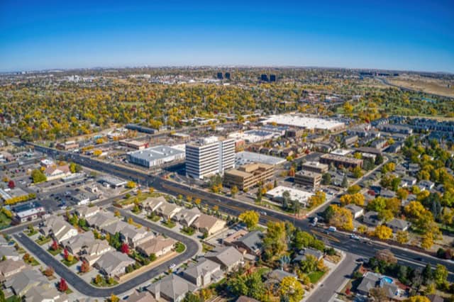 Aerial View of Aurora in Autumn