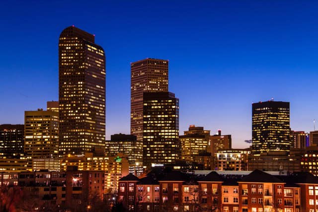 The skyline of Denver during the blue hour