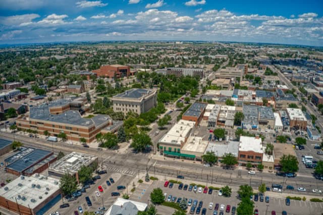 Aerial view of Greeley during the summer.