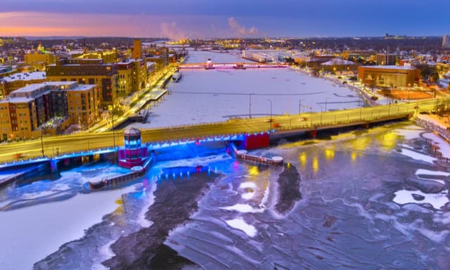 Downtown Green Bay, Wisconsin, in the holiday season.
