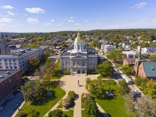 New Hampshire State House aerial view