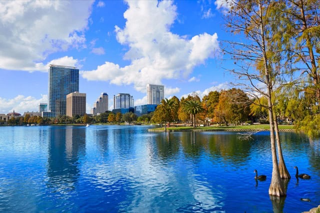 Orlando skyline fom lake Eola