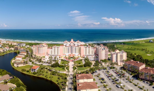 Aerial view of Hammock Beach, located in Palm Coast