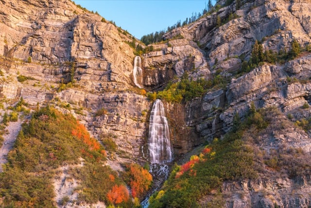 Bridal Veil Falls, Provo, Utah, during the autumn season