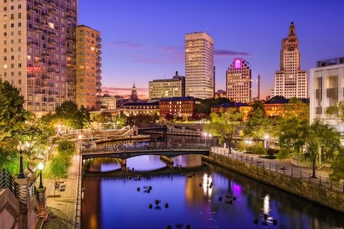 Rhode Island park and skyline.