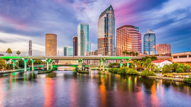 Tampa downtown skyline over the Hillsborough River
